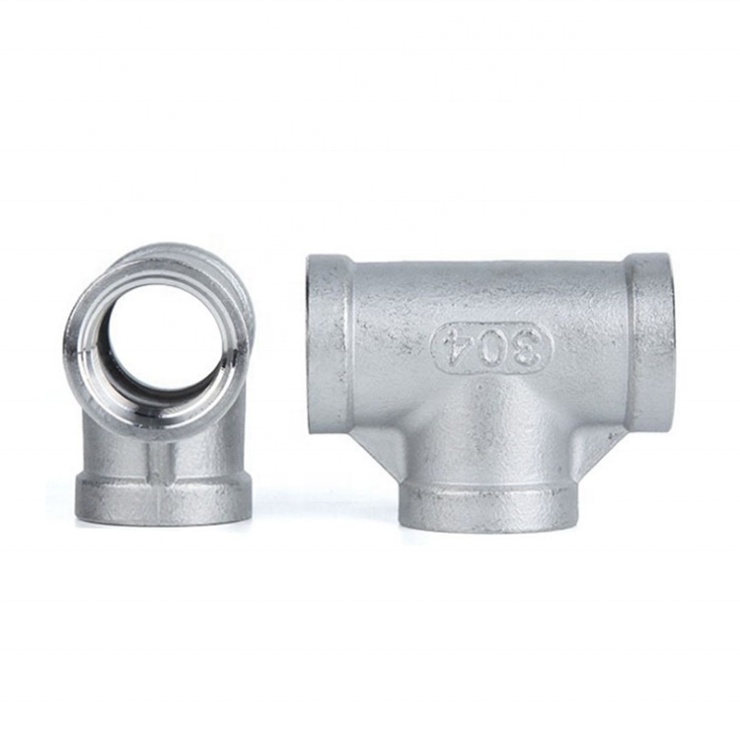 Hot Sale DN15 Female Thread Bsp/NPT Pipe Fitting Three Way Stainless Steel 304/316 Cross Type Coupling Pipe Connector Tee
