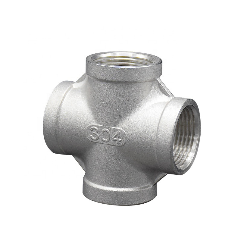 Thread NPT Casting Connector Pipe Fitting Stainless Steel 304 316 Female Reducing Cross Plumbing Pipe Fitting Bathroom Toilet Materials
