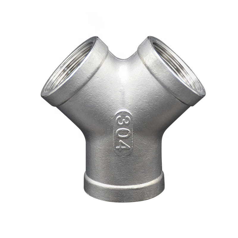 Stainless Steel Tee Y Type 304 316 Bsp NPT G BSPT Female Thread Casting Pipe Fitting Connector Used in Kitchen Bathroom Toilet HDPE Plumbing Sanitary Fitting
