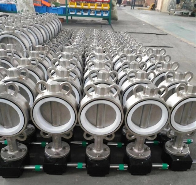 Sanitary Stainless Steel 304/316 2'-48'' Double Eccentric Butterfly Valve with Manuel Pull/Spin Wheel Handle