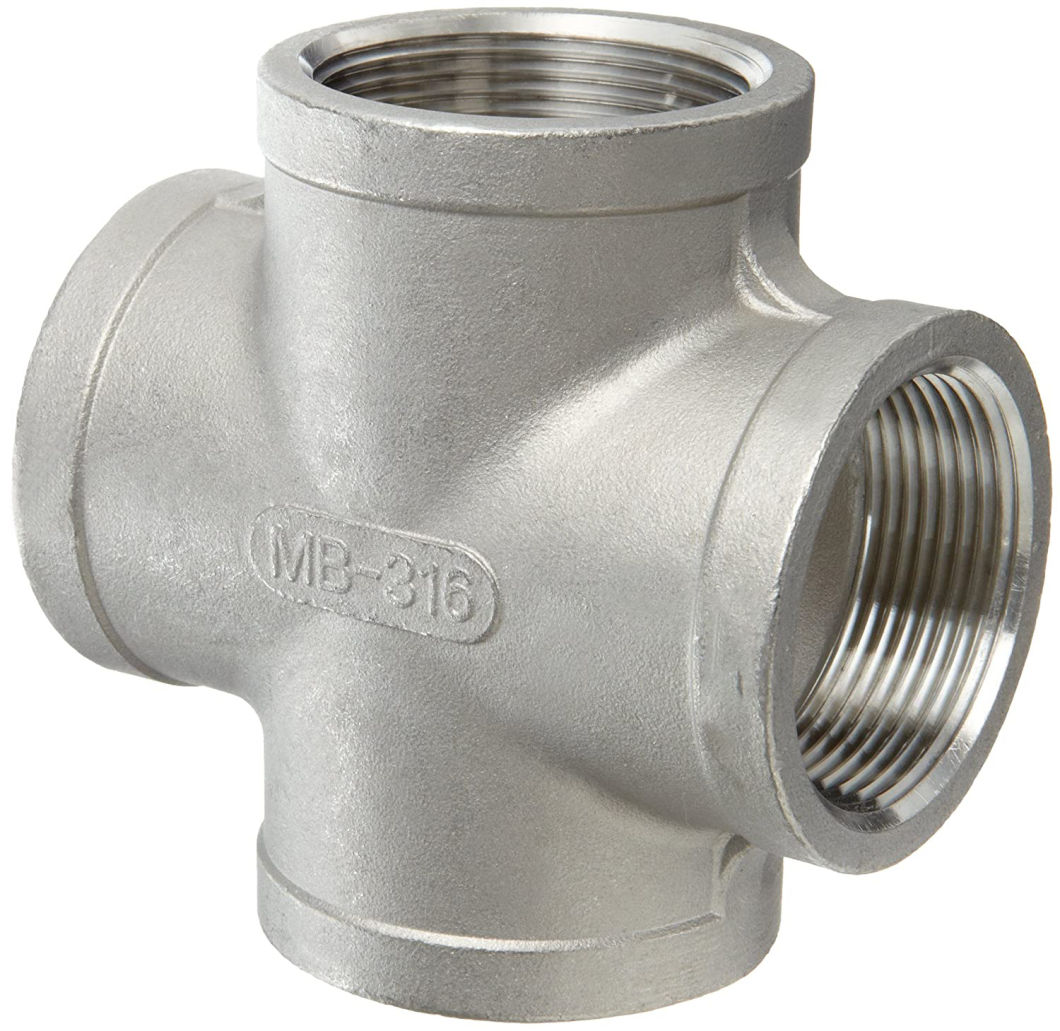 Customized NPT/DIN Female Threaded Investment Casting Stainless Steel Pipe Fitting 4-Way Cross Equal Cross/Union Cross/ Reducing Cross/Joint Cross for Plumbing