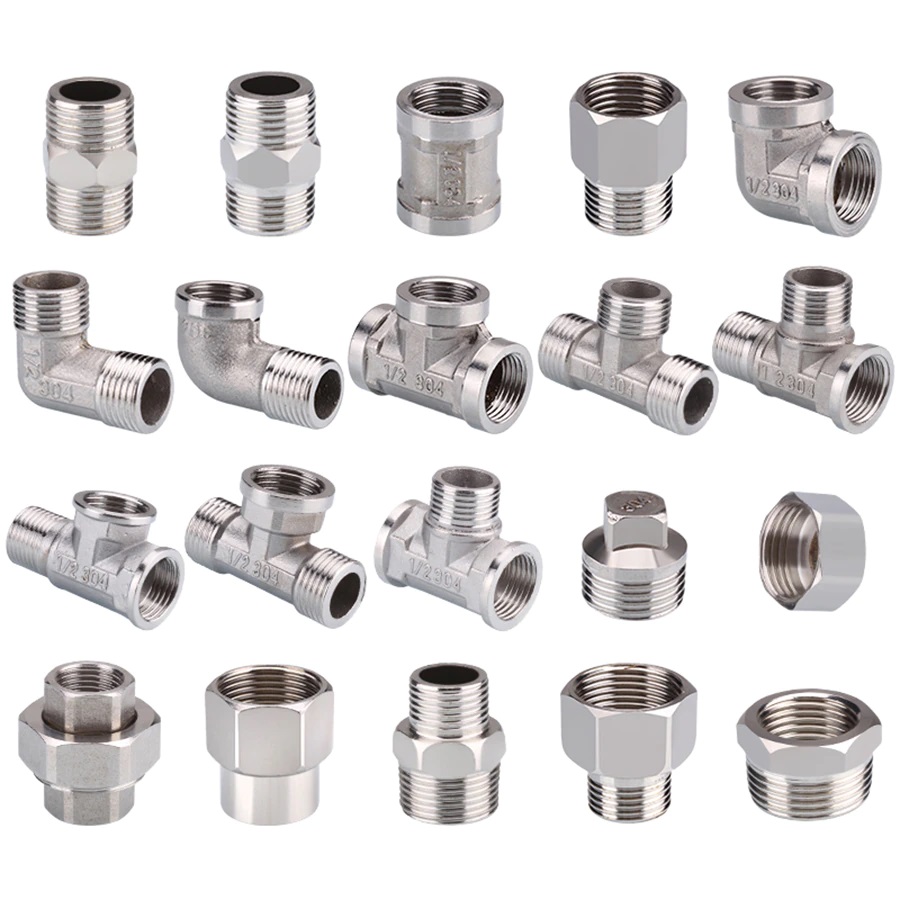 1-2-3-4-BSP-Female-Male-Thread-Tee-Type-Reducing-Stainless-steel-Elbow-Butt-joint