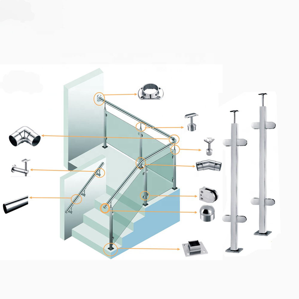OEM Professional Manufacturer Investment Casting Stainless Steel Shower Room Glass Railing Handrail Baluster Balustrade Hardware Glass Door Clamp Fitting