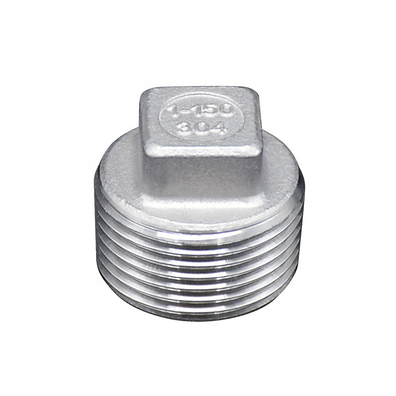 NPT BSPT Male Thread Casting Pipe Fitting Stainless Steel 304 316 Square Plug Pipe Sanitary Fitting Used in Bathroom Toilet Plumbing Materials