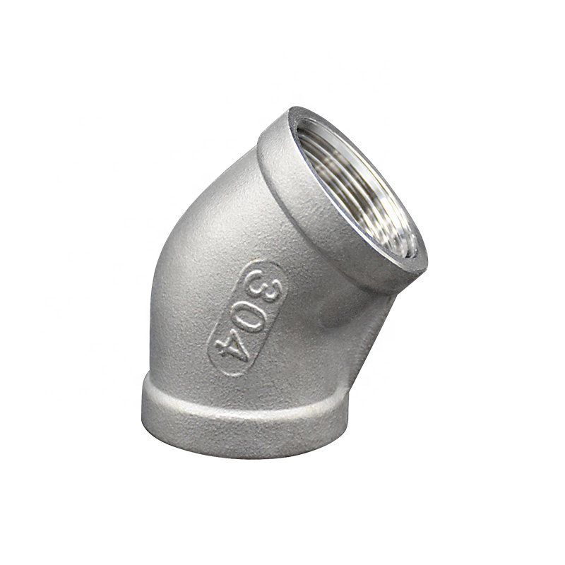 Tianjin 304 316 Bsp NPT G BSPT Female Thread Casting Stainless Steel 45 Degree Elbow Pipe Fittings Used in Kitchen Bathroom Toilet Plumbing Accessories