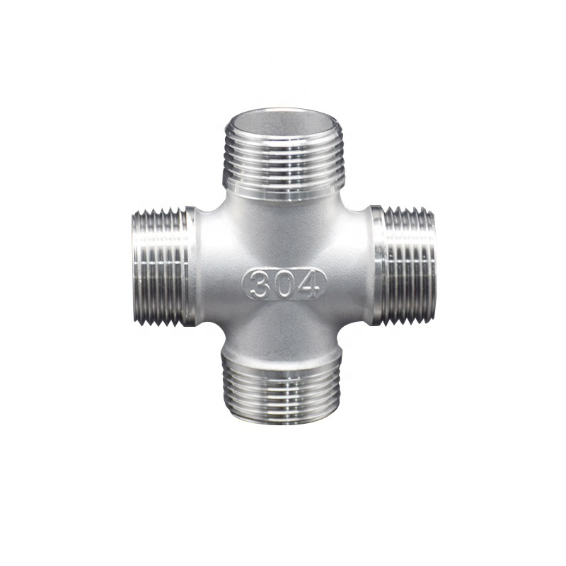 DIN Amse ISO Standard Connector Pipe Fitting Thread Casting Male Stainless Steel 304 316 Cross Used in Bathroom Plumbing Materials