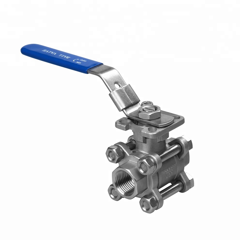 3PC CF8/CF8m Screwed Ball Valve, 3 Inch Thread Stainless Steel Ball Valve with Mounting Pad