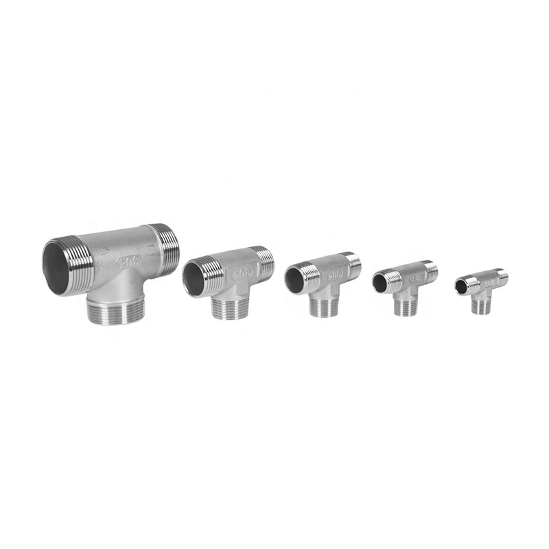 Full Port Stainless Steel Tee 304 316 Bsp NPT G BSPT Male Thread Casting Pipe Fitting Connector Plumbing/Sanitary/Bathroom/Water Heating Materials