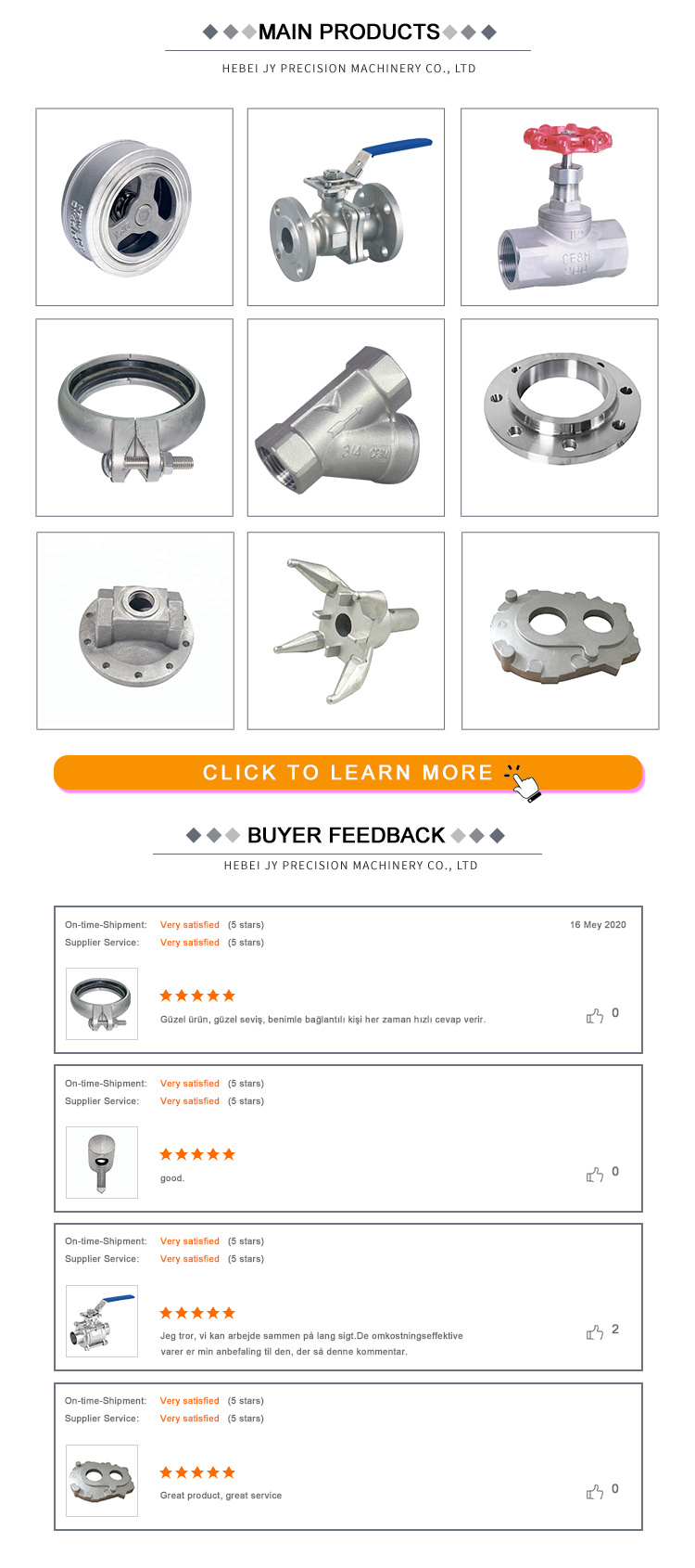 High Quality Factory Direct Stainless Steel Investment Casting Process Products Hooking Parts Lost Wax Casting
