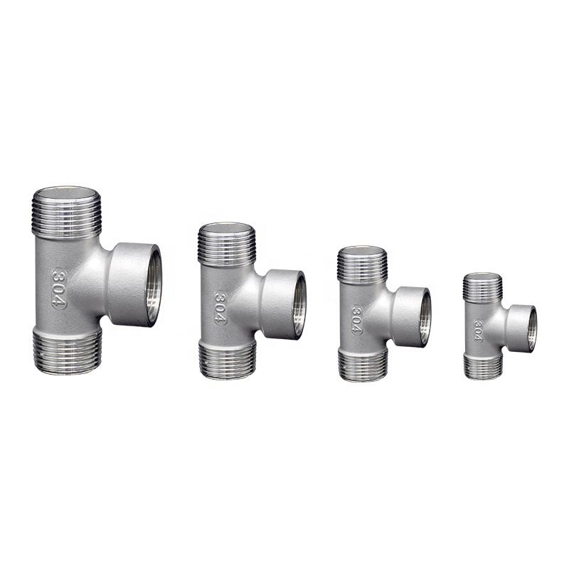 Stainless Steel Tee 304 316 Bsp NPT G BSPT Female and Male Thread Casting Pipe Fitting Connector Plumbing Materials